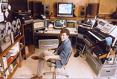 Greg Holmes and his Fairlight Studio (Click image to view full-size.) Photo by Brian Holmes.